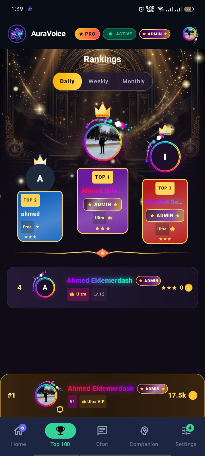 AuraVoice Community Leaderboard: Top 100 Rankings, Podium & Creator Levels