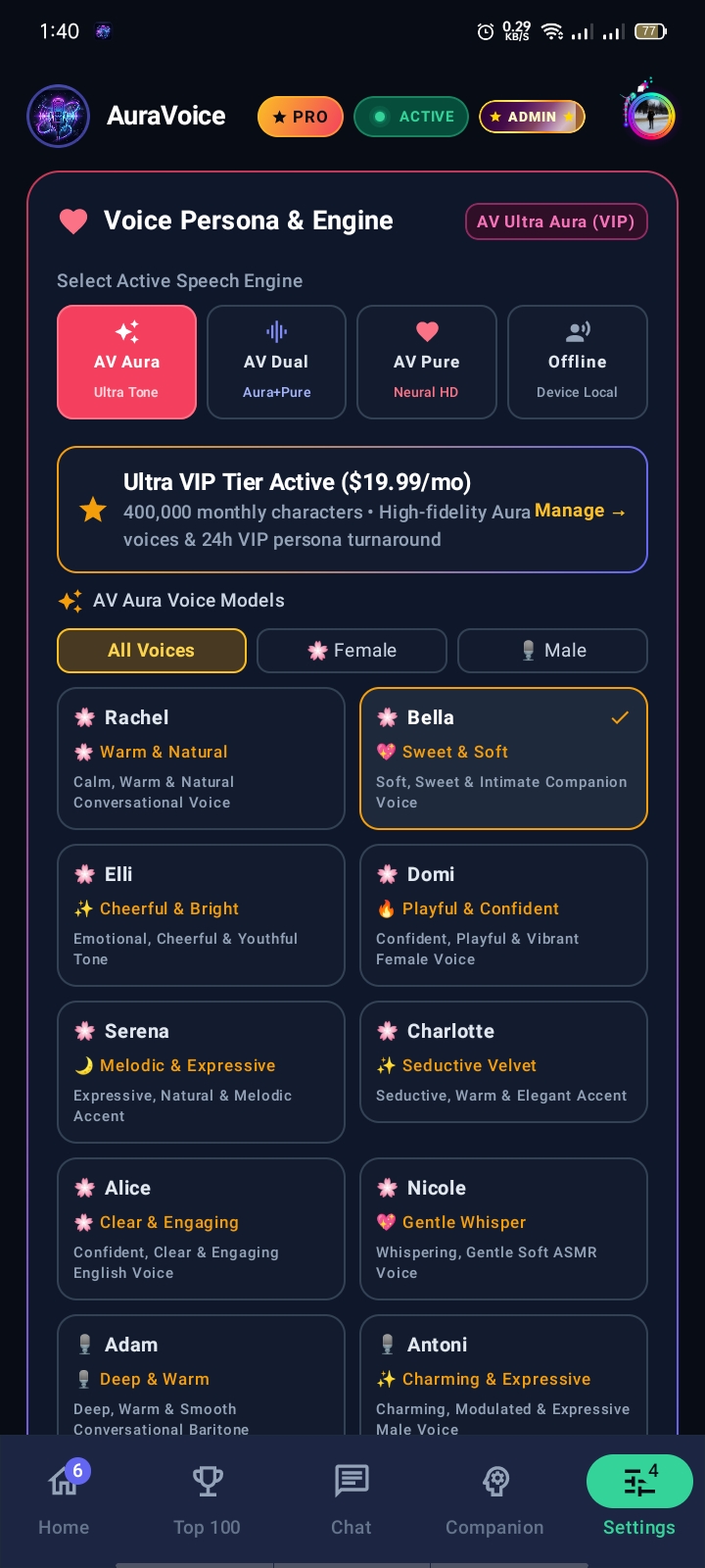 AuraVoice Voice Persona & Engine: Ultra VIP Tone Models Bella, Rachel, Adam, Nicole
