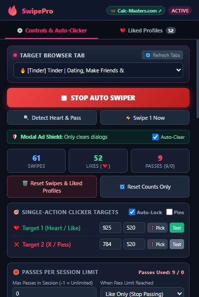 SwipePro Controls, Dashboard & Coordinates Tracker