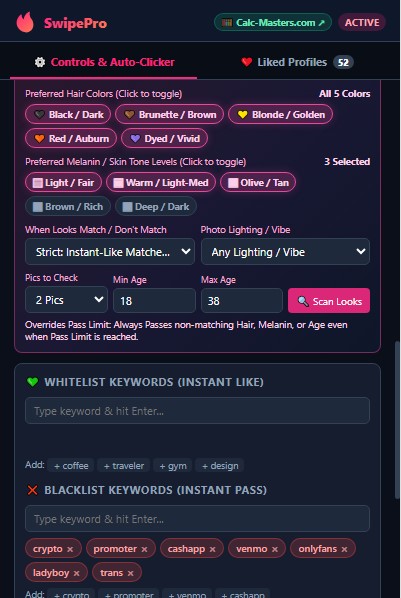 SwipePro AI Looks & Keyword Matching